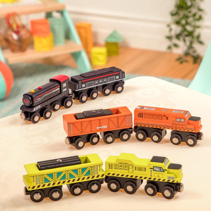 B.Toys drewniany pociąg wagon i lokomotywa turkusowy