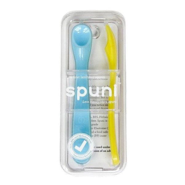 SPUNI Łyżeczka do nauki jedzenia x 2 Poziom 1 niebiesko żółta - 4kidspoint.pl
