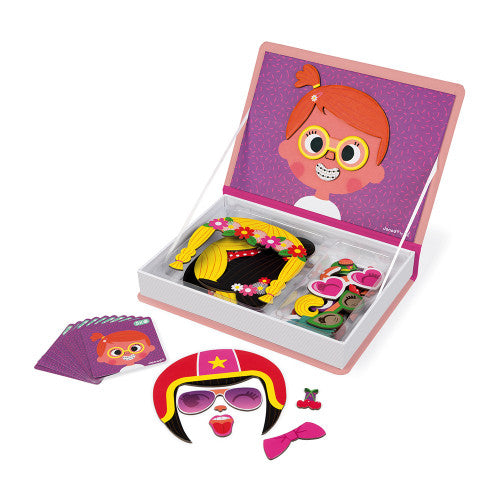 Janod Magnetyczna układanka Magnetibook śmieszne buzie dziewczynka - 4kidspoint.pl