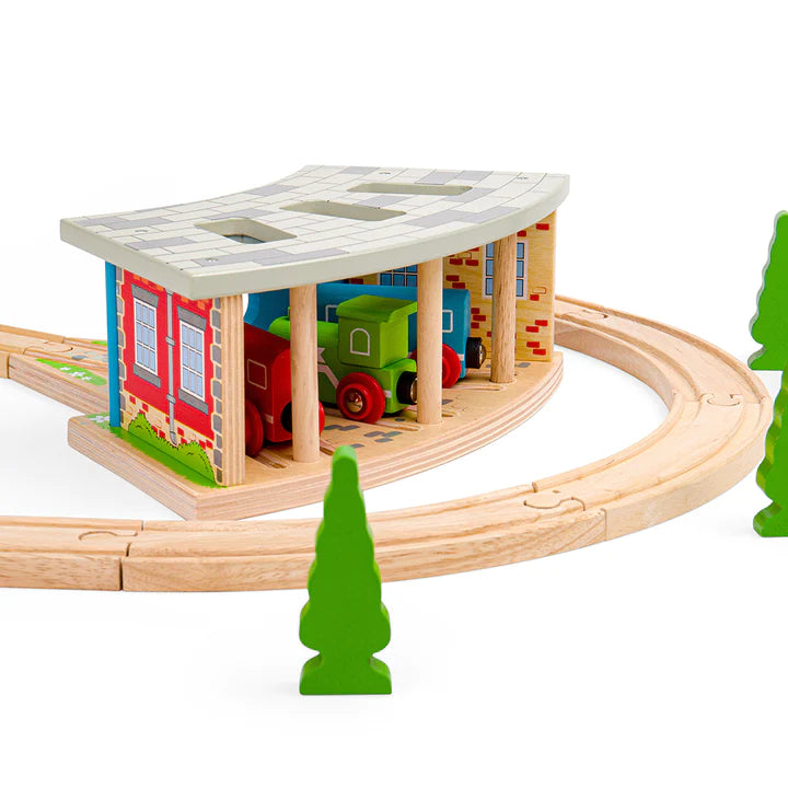 Bigjigs Toys Parowozownia Dla Trzech Lokomotyw