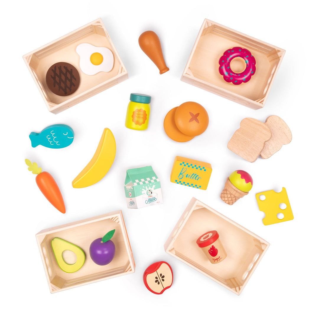 B.Toys Little Foodie Groups drewniane skrzyneczki z produktami spożywczymi 3+ - 4kidspoint.pl