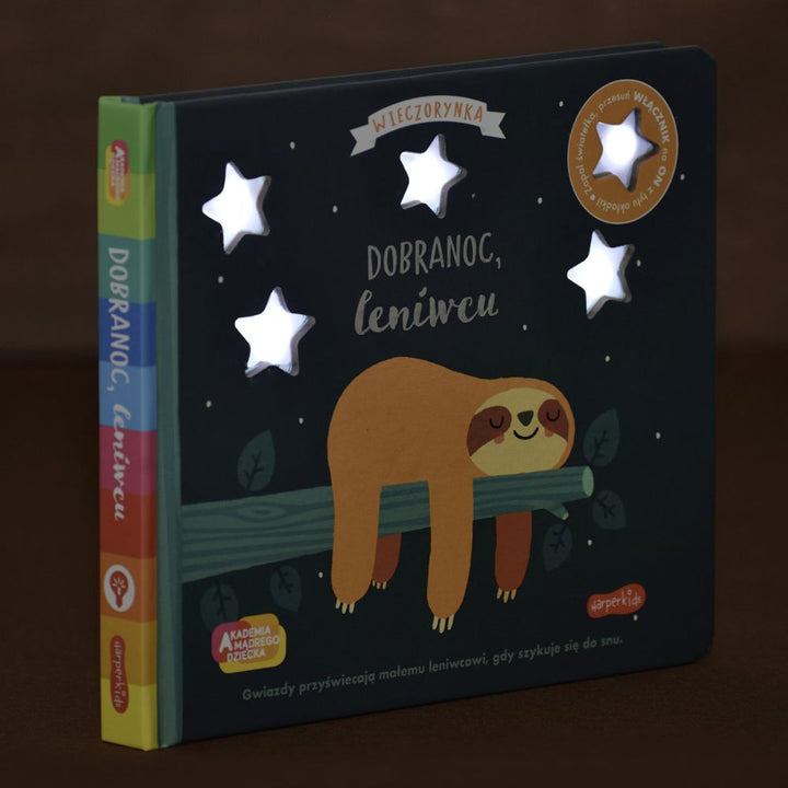 Wydawnictwo Harperkids Książka dla dzieci ze światełkami Dobranoc leniwcu