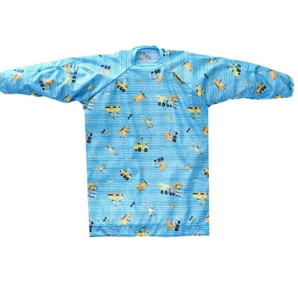 Bibado Wodoodporny śliniak z rękawami Turquoise Dino