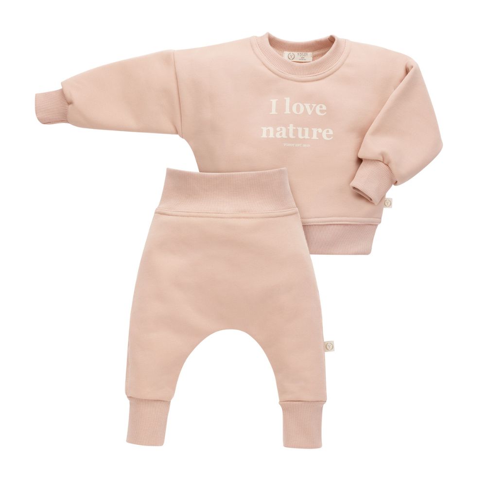 YOSOY Bawełniany dres dla dzieci 74/80 Nature Sunrise Pink