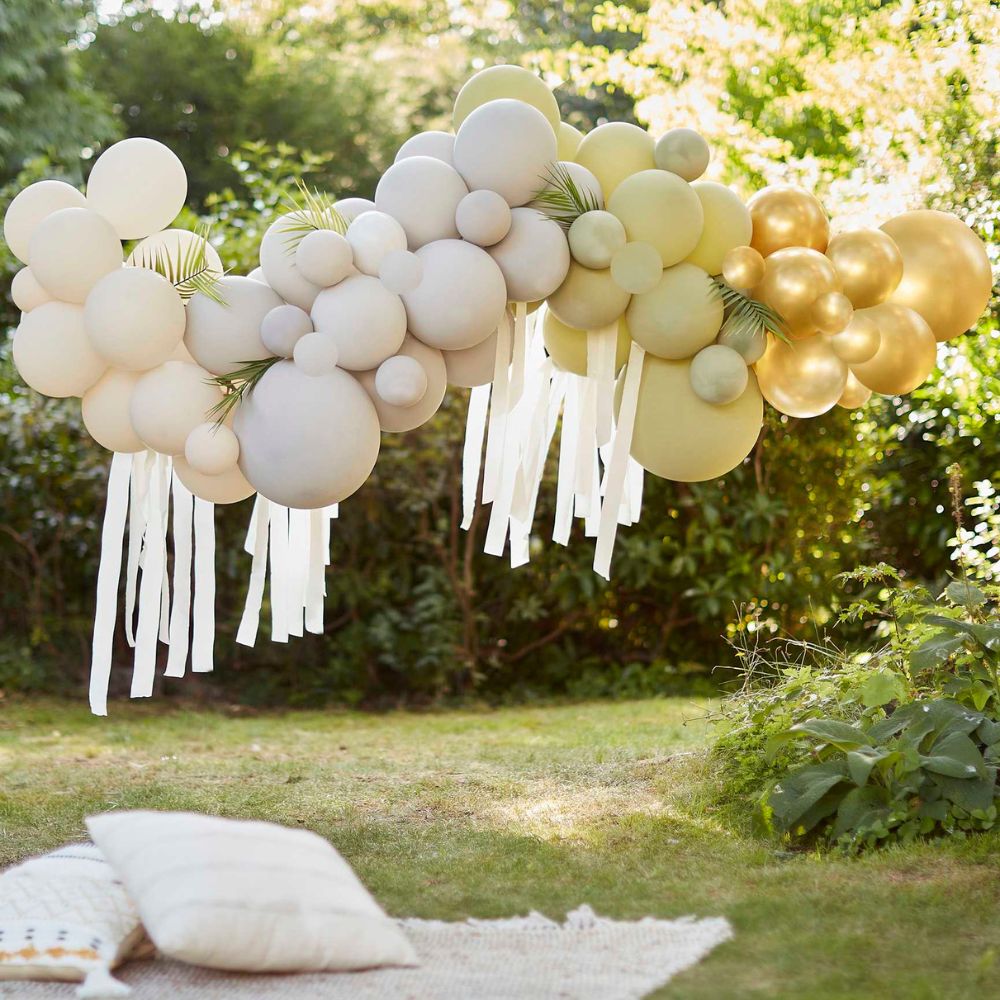 Gingerray balony lateksowe Girlandy Green, Cream, Grey & Gold Chrome