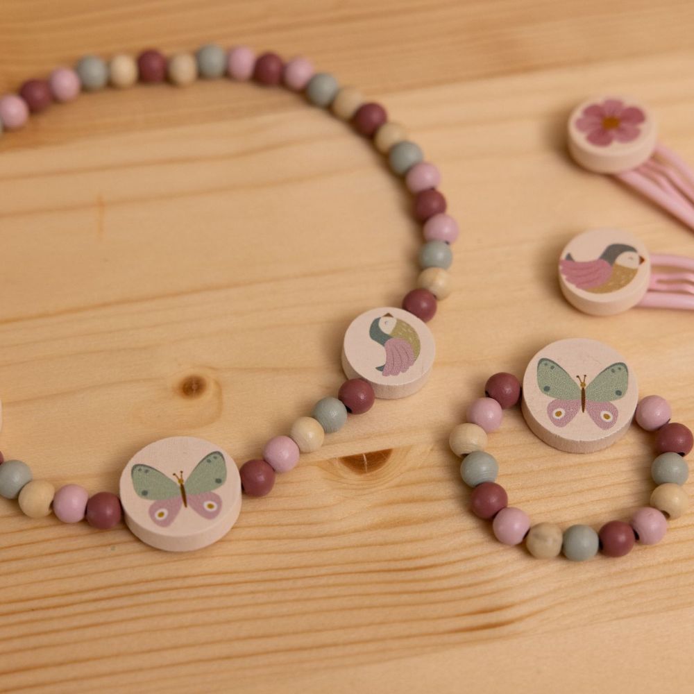 Little Dutch Drewniana biżuteria dla dziewczynki Flowers & Butterflies