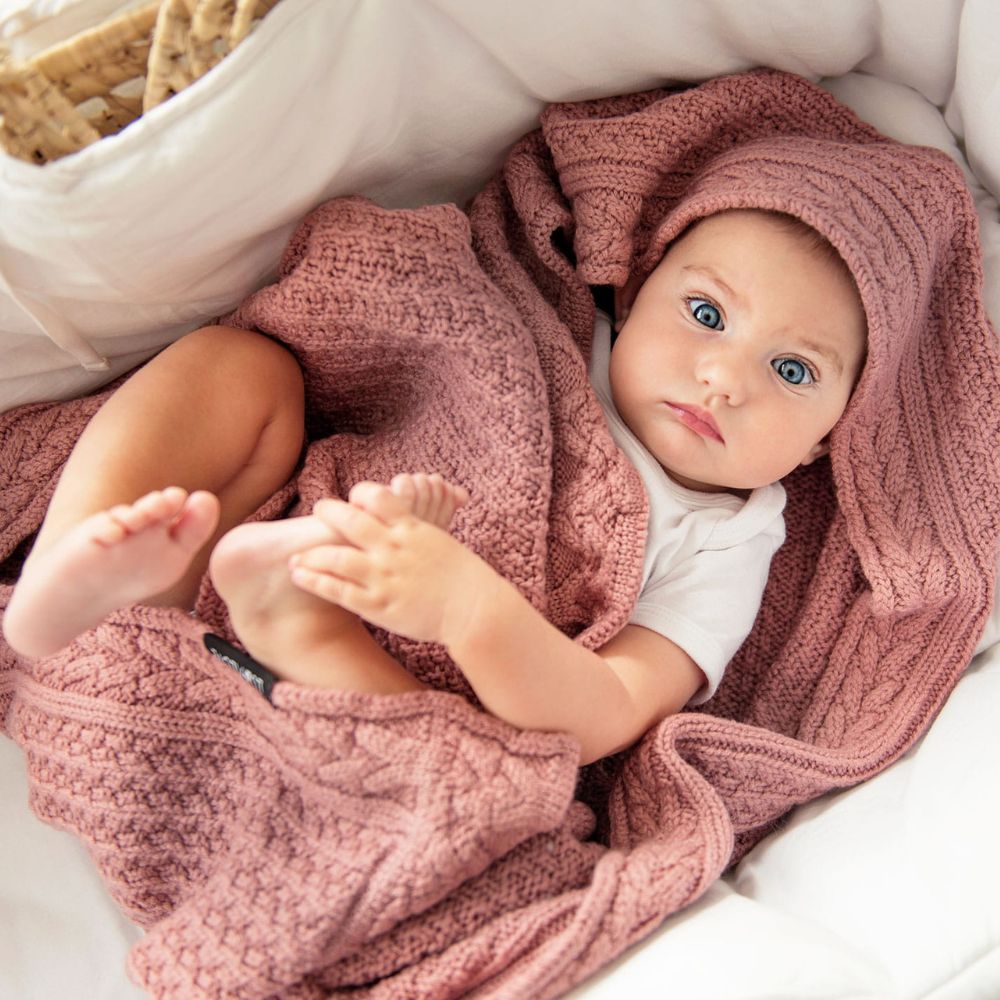 LullaLove Kocyk z wełny merino Ciasteczko Piwonia