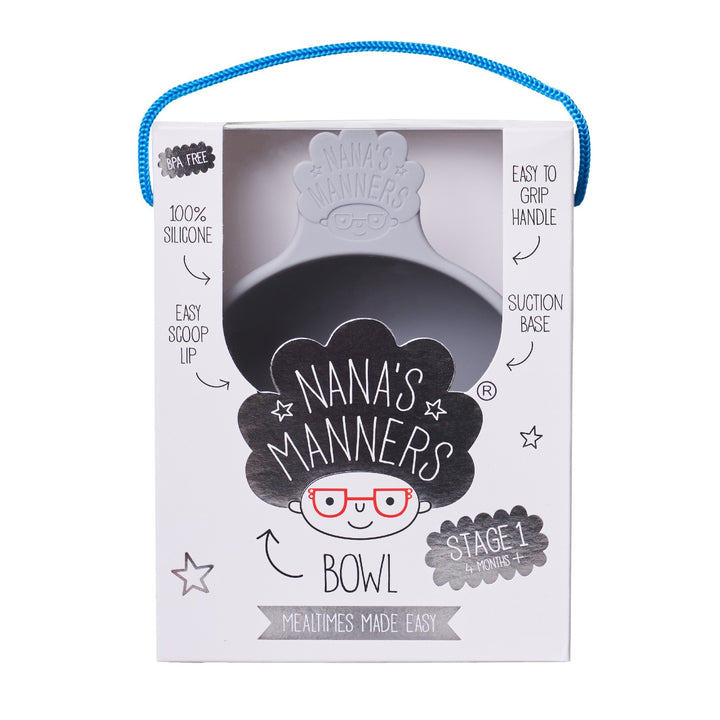Nana's Manners Miseczka dla niemowlaka silikonowa z przyssawką Grey
