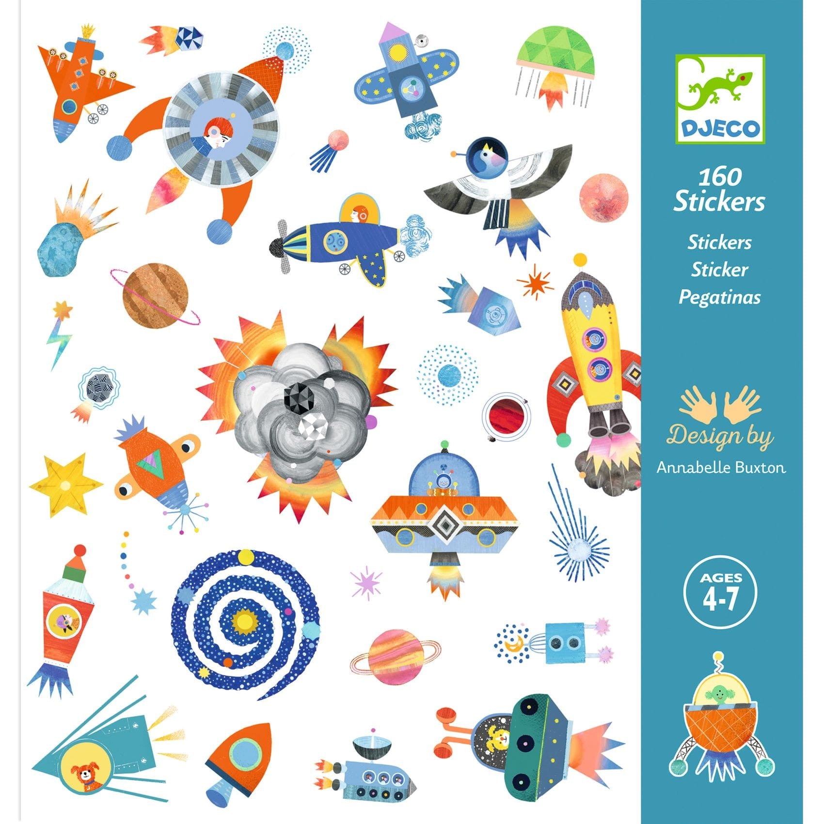 Djeco Naklejki dla dzieci Kosmos 160 szt. - 4kidspoint.pl