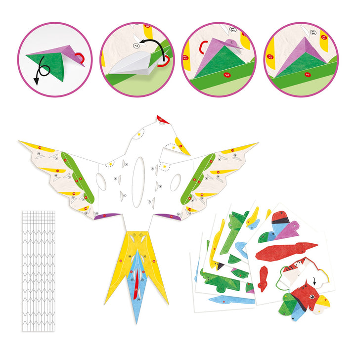 Djeco Zestaw artystyczny origami składanka 3D Papuga - 4kidspoint.pl