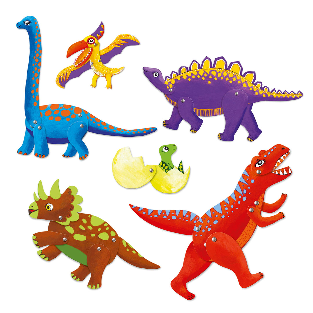 Djeco Zestaw artystyczny dla dzieci Ruchome postacie Dinozaury