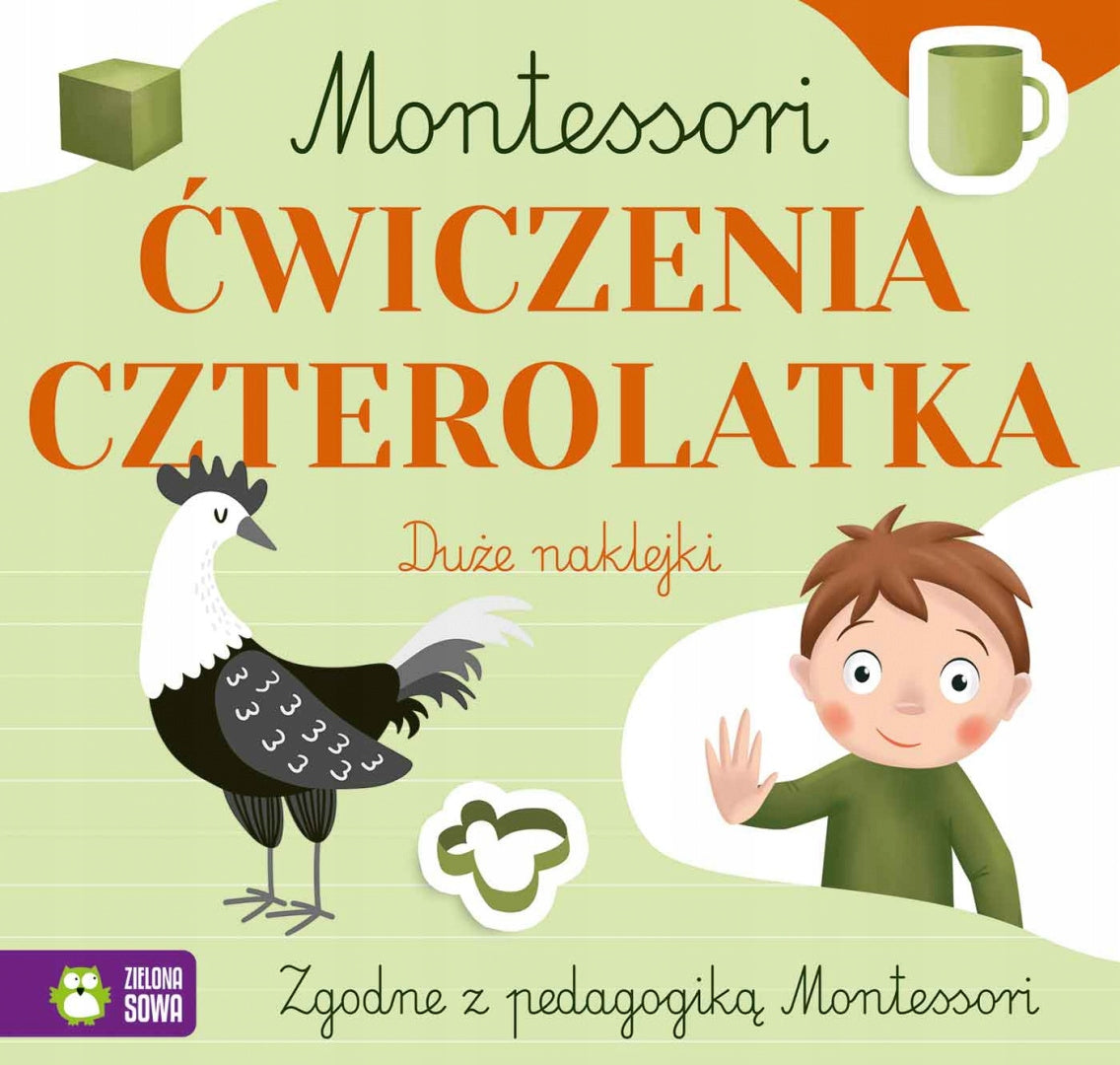 Zielona Sowa Książeczka dla dzieci Ćwiczenia czterolatka Montessori