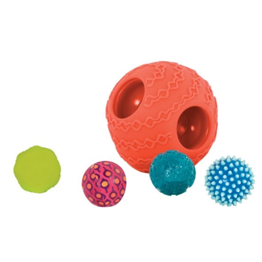 B.Toys Kula z piłkami zabawka sensoryczna Ballyhoo koralowa