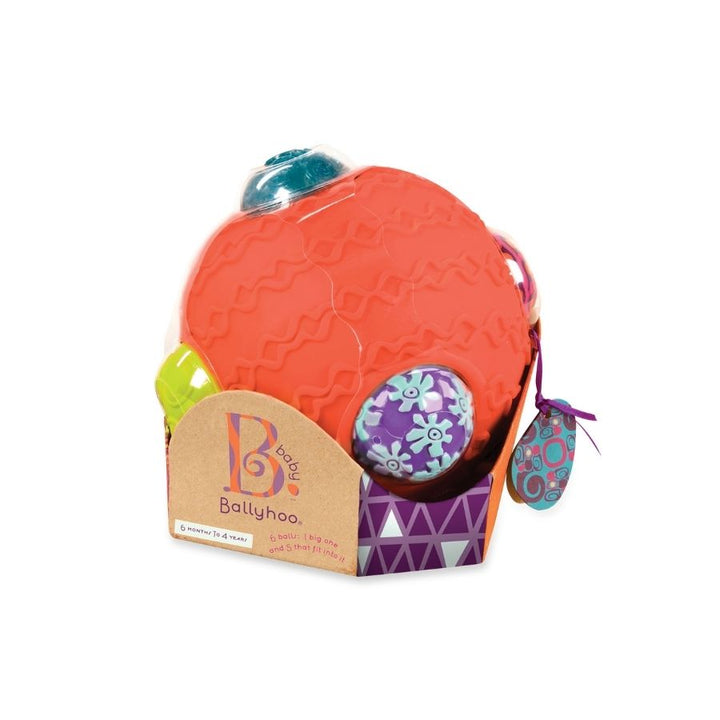 B.Toys Kula z piłkami zabawka sensoryczna Ballyhoo koralowa