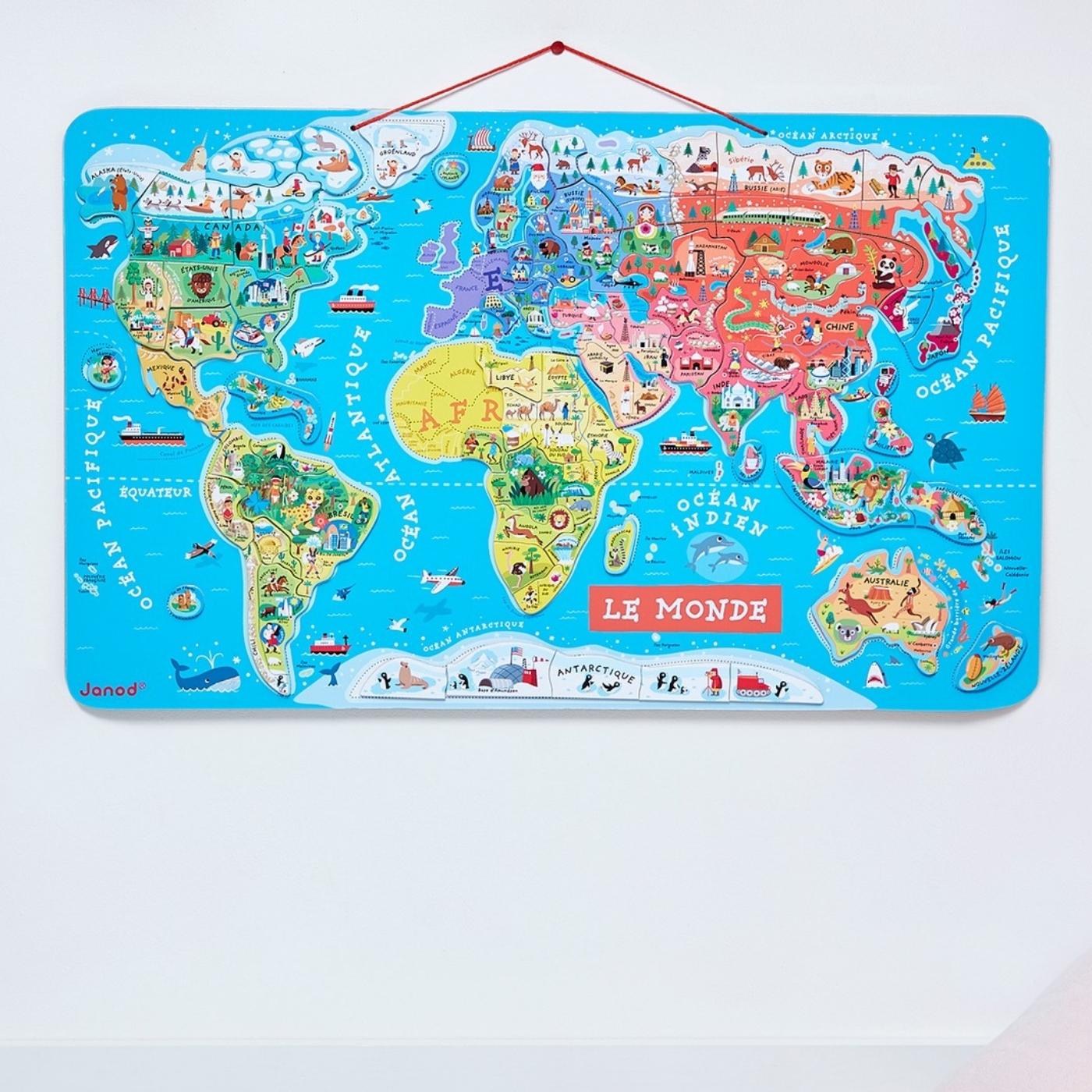 Janod Puzzle magnetyczne Mapa świata