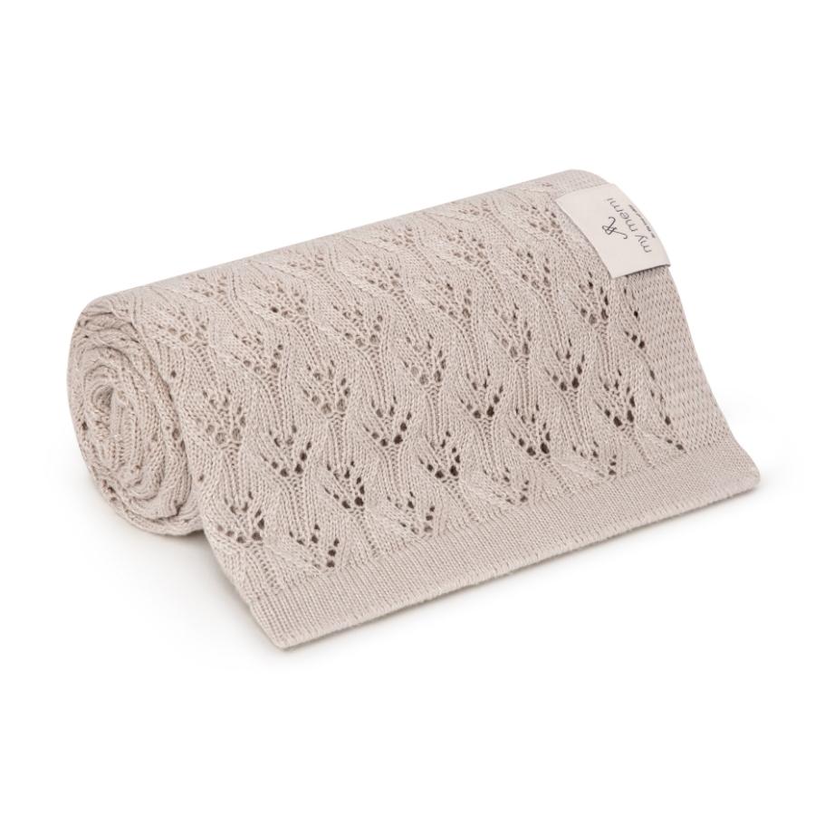 Memi ażurowy kocyk bambusowy 80x100 light beige
