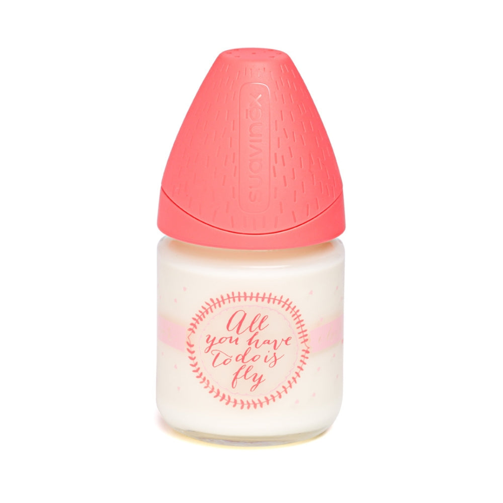 Suavinex Szklana butelka 120 ml różowa