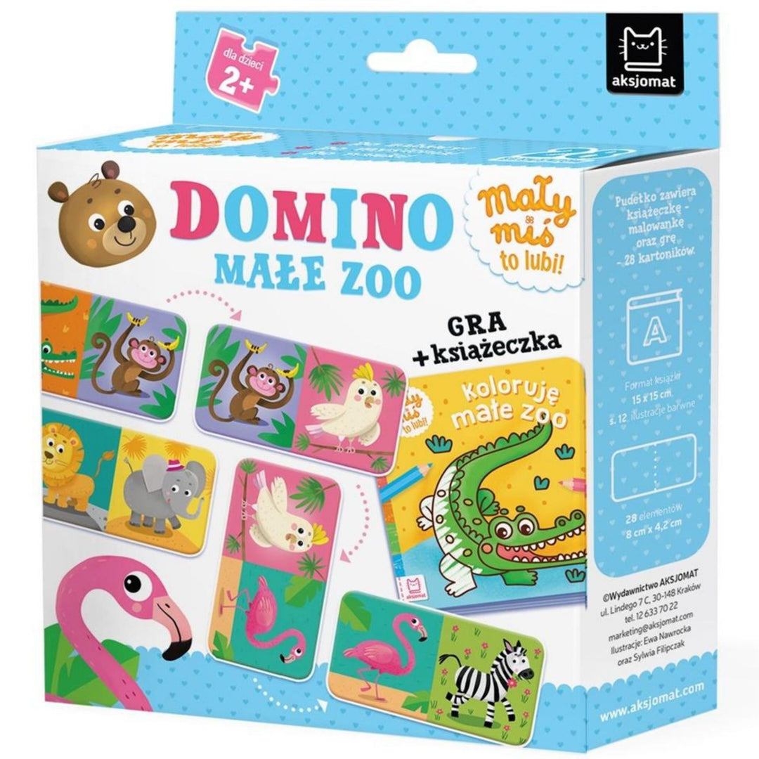 Aksjomat Mały miś to lubi! Domino Gra logiczna + książka dla dzieci Małe zoo