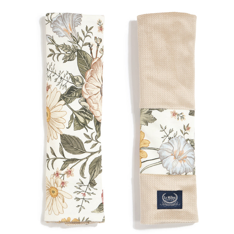 La Millou Ochraniacz na pasy Organic Jersey Collection Seatbelt Cover Vintage Meadow Velvet Sand