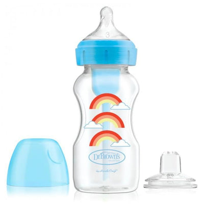 Dr Brown's Butelka do karmienia 270ml szeroka ze smoczkiem 6 m+ niekapek tęcza - 4kidspoint.pl