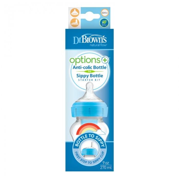 Dr Brown's Butelka do karmienia 270ml szeroka ze smoczkiem 6 m+ niekapek tęcza - 4kidspoint.pl