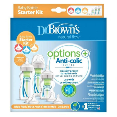 Dr Brown's Butelki dla niemowląt Zestaw startowy mały szeroka szyjka Options+ - 4kidspoint.pl