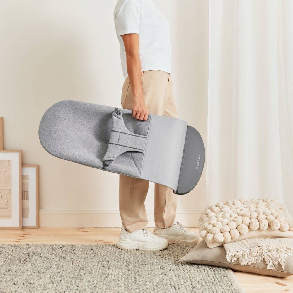 BabyBjorn Leżaczek dla niemowlaka Bliss 3D Jersey Light Grey + Zabawka