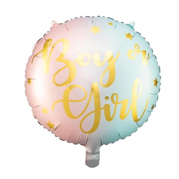 Party Deco  Balon baby shower foliowy Boy or Girl 35cm - 4kidspoint.pl