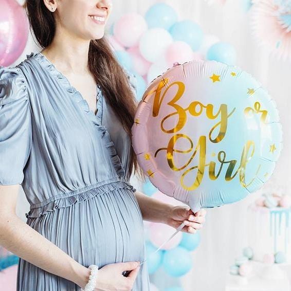 Party Deco  Balon baby shower foliowy Boy or Girl 35cm - 4kidspoint.pl