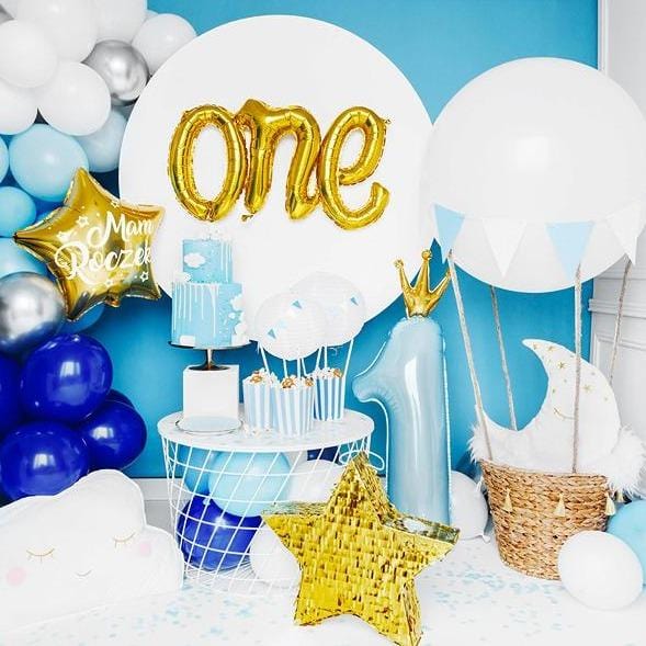 Party Deco  Balon urodzinowy foliowy Cyfra ''1" 30x90cm błękit - 4kidspoint.pl