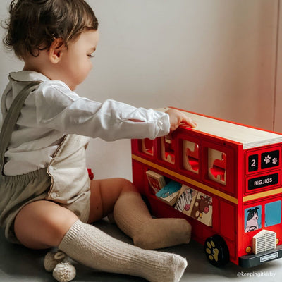 Bigjigs Toys Sorter kształtów Czerwony autobus - 4kidspoint.pl