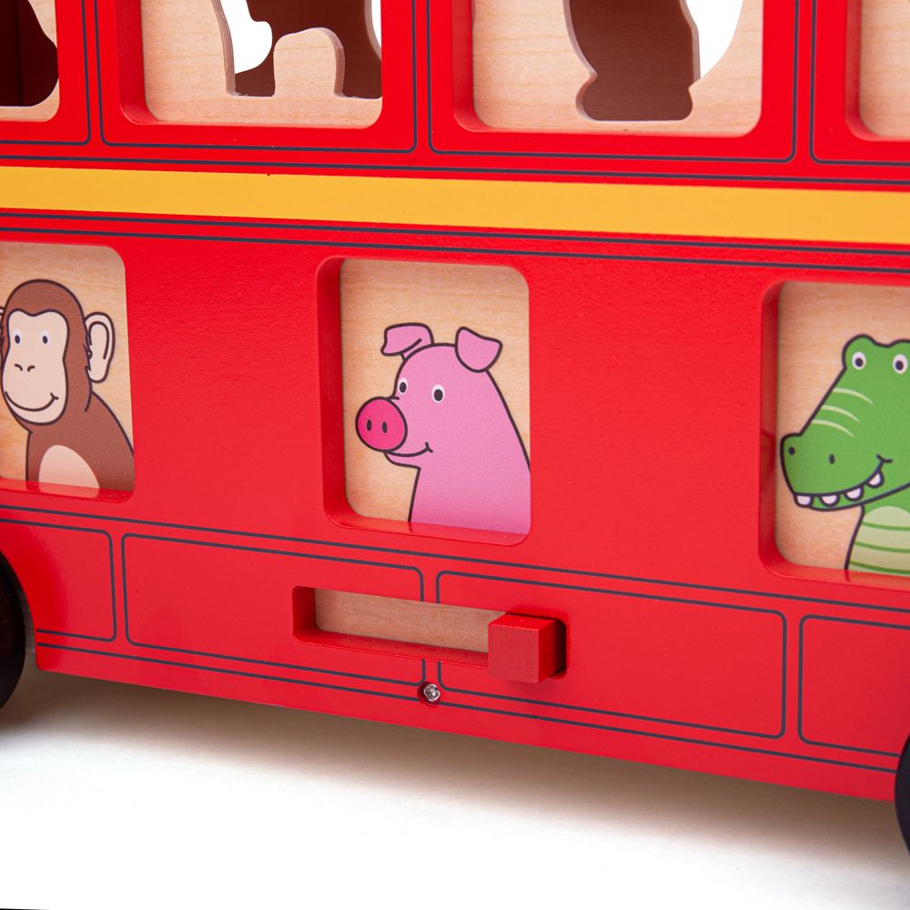Bigjigs Toys Sorter kształtów Czerwony autobus - 4kidspoint.pl