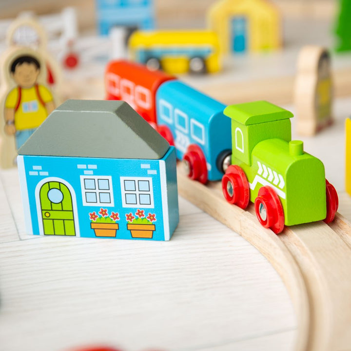 Bigjigs Toys Drewniana kolejka dla dzieci Miasto i wieś