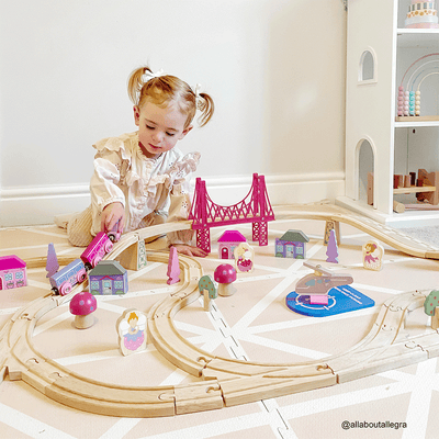 Bigjigs Toys Kolejka dla dzieci różowe miasteczko - 4kidspoint.pl
