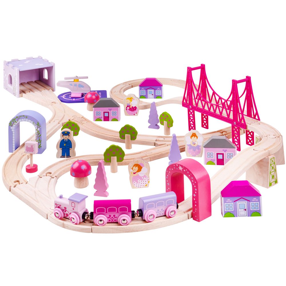 Bigjigs Toys Kolejka dla dzieci różowe miasteczko - 4kidspoint.pl
