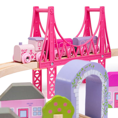 Bigjigs Toys Kolejka dla dzieci różowe miasteczko - 4kidspoint.pl