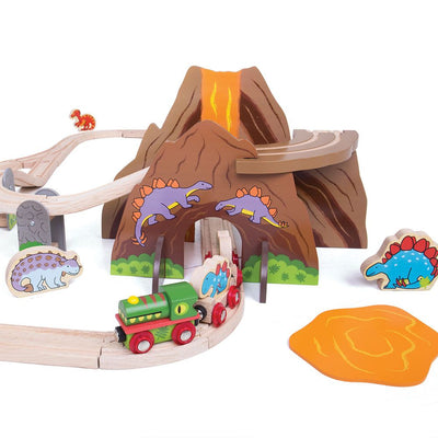 Bigjigs Toys Kolejka Drewniana Dinozaury 49 el. - 4kidspoint.pl