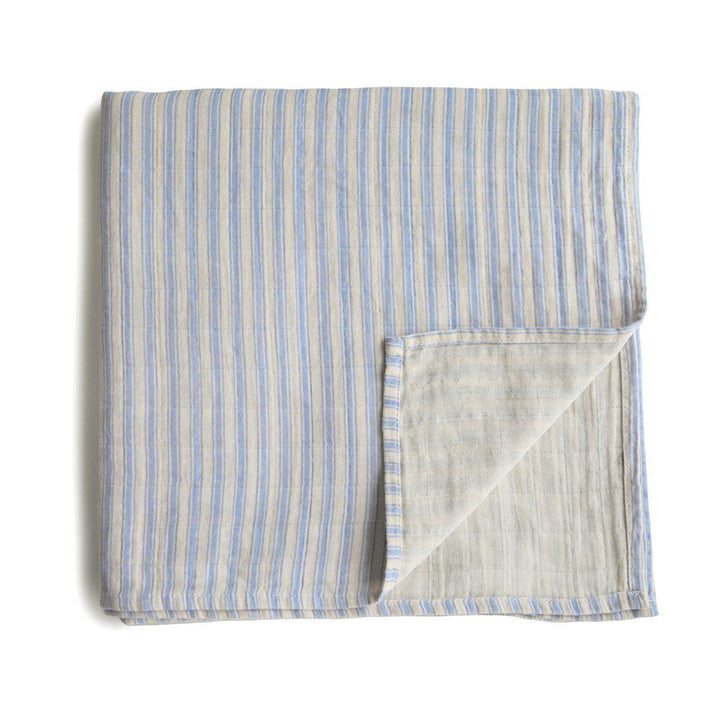 Mushie Bawełniany otulacz dla niemowlaka Blue Stripe