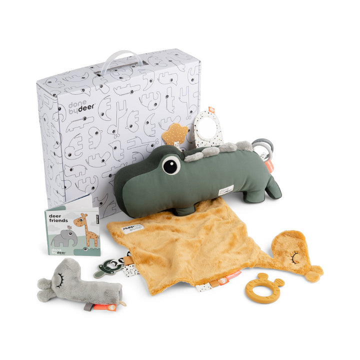 Done by Deer Prezent dla niemowlaka poduszka z zabawkami i akcesoria Green