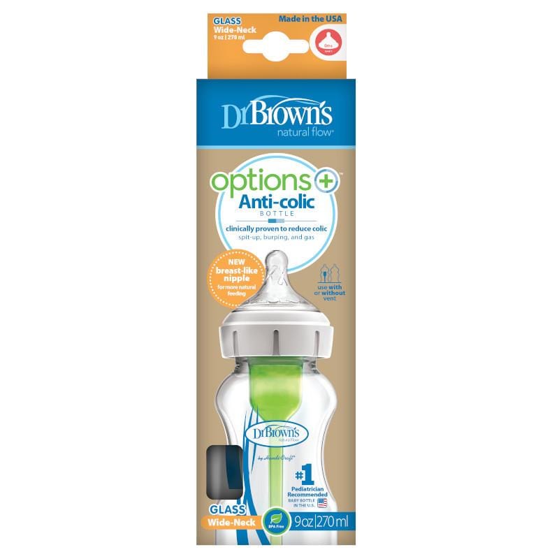 Dr Brown's Butelka do karmienia szklana 270ml szeroka szyjka Options+ - 4kidspoint.pl