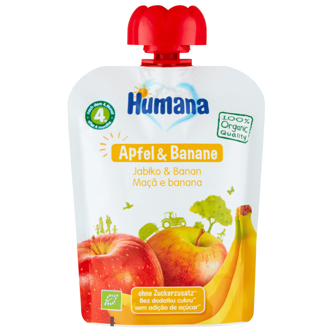 Humana Mus owocowy dla dzieci jabłko banan 90g - 4kidspoint.pl
