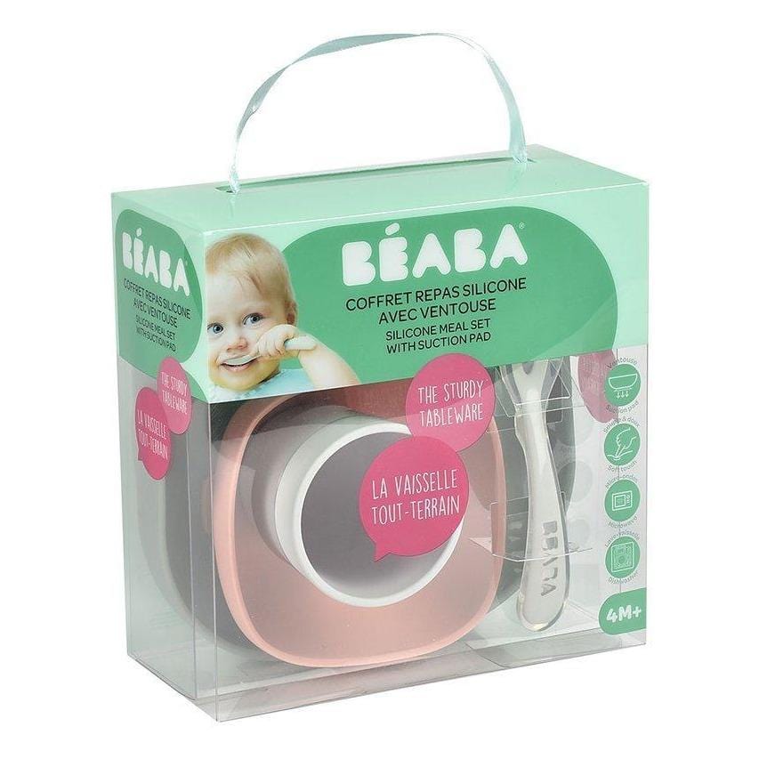 Beaba Komplet naczyń dla dzieci z silikonu z przyssawką Eucalyptus - 4kidspoint.pl