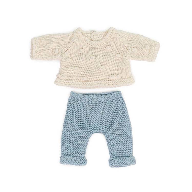 Miniland Dzianinowy zestaw dla lalki 21cm Sweterek ze spodniami