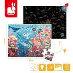 Janod Świecące puzzle dla dzieci z mini lampką UV Ocean 24 el. - 4kidspoint.pl