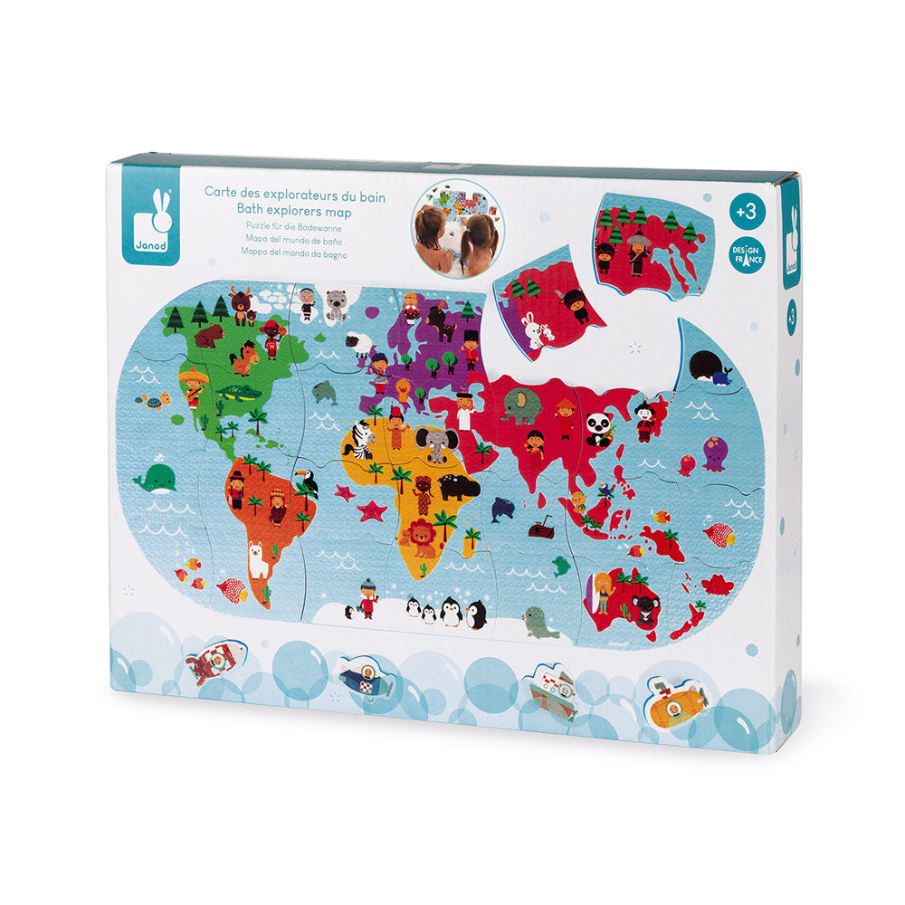Janod Puzzle dla dziecka do kąpieli Mapa świata 28 elementów 3 lata + - 4kidspoint.pl