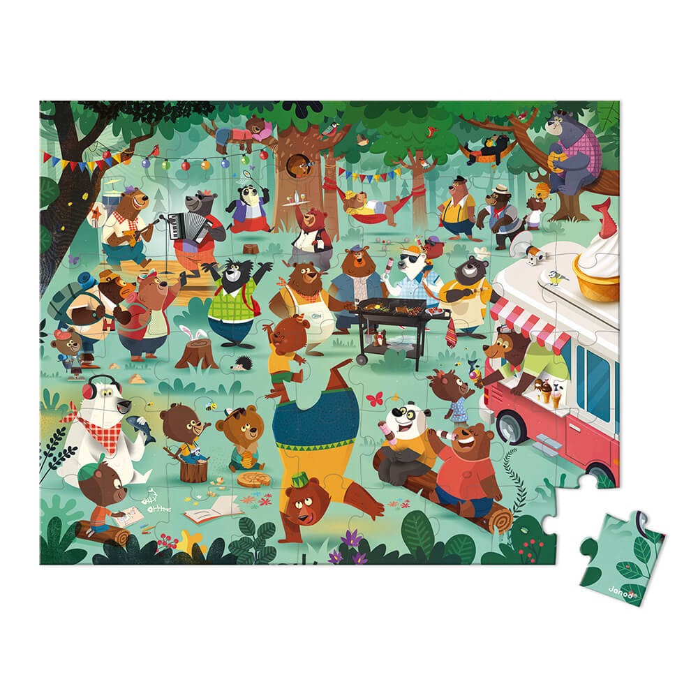 Janod Puzzle dla dzieci w walizce Rodzina misiów 54el.