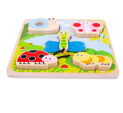 Bigjigs Toys Drewniane puzzle sensoryczne dla dziecka Robaczki - 4kidspoint.pl