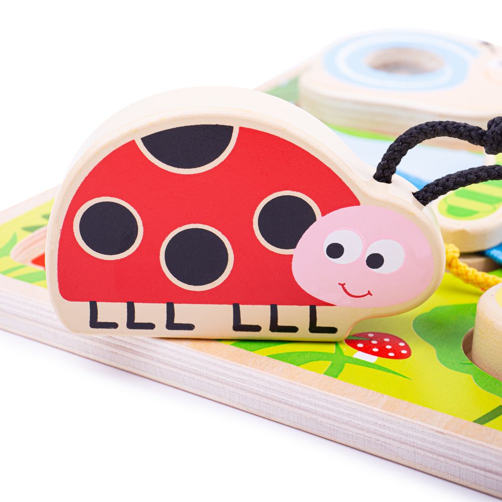 Bigjigs Toys Drewniane puzzle sensoryczne dla dziecka Robaczki - 4kidspoint.pl