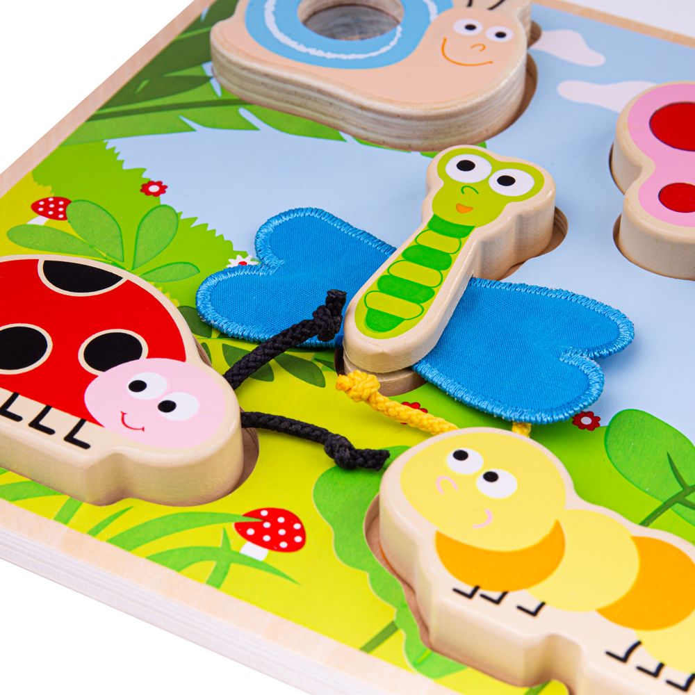 Bigjigs Toys Drewniane puzzle sensoryczne dla dziecka Robaczki - 4kidspoint.pl