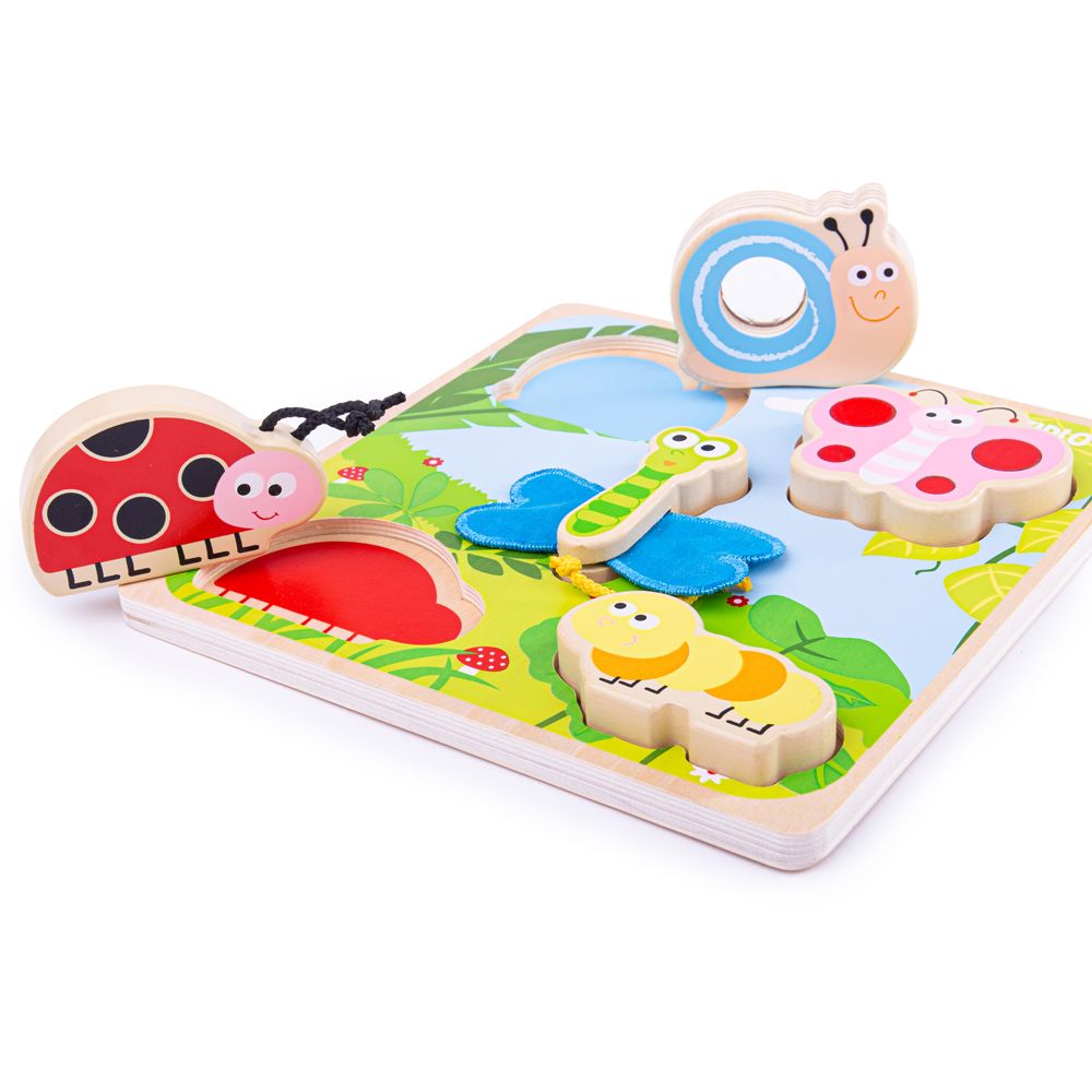 Bigjigs Toys Drewniane puzzle sensoryczne dla dziecka Robaczki - 4kidspoint.pl